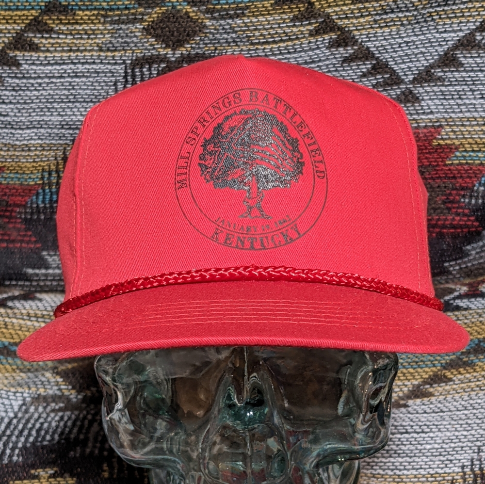 90s Hillsprings Battlefield KY Souvenir Red Canvas Rope Snapback. Cleaned